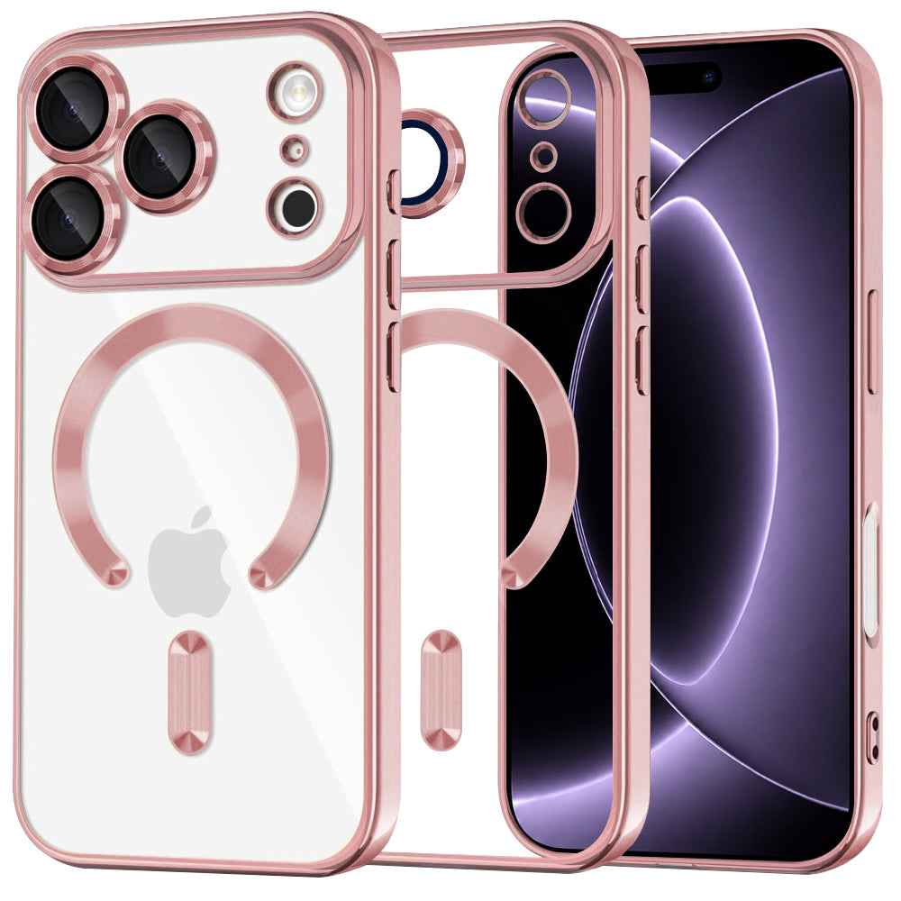MagSafe tok Apple iPhone 18 Pro / 17 Pro-hoz, Techsuit, Luxury Crystal, Rózsaszín