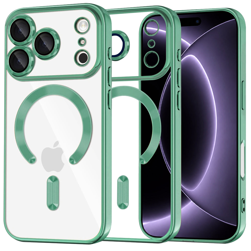 MagSafe tok Apple iPhone 18 Pro / 17 Pro-hoz, Techsuit, Luxury Crystal, Világos zöld
