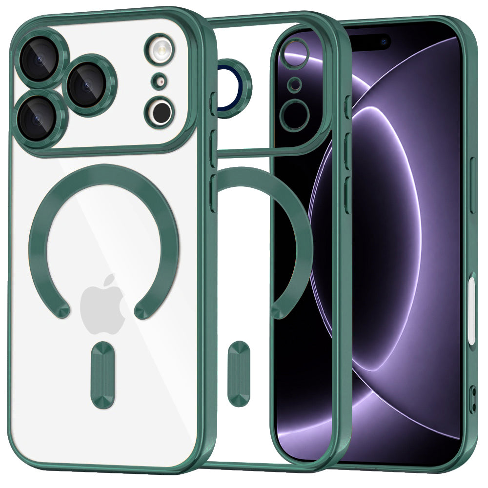 MagSafe tok Apple iPhone 18 Pro / 17 Pro-hoz, Techsuit, Luxury Crystal, Sötétzöld