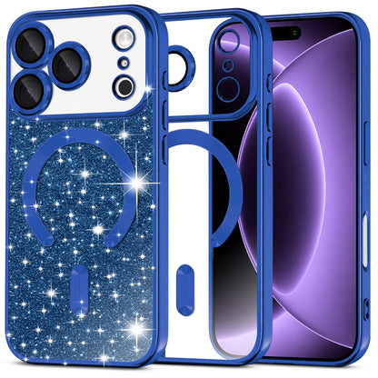 MagSafe tok Apple iPhone 18 Pro / 17 Pro-hoz, Techsuit, Luxury Glitter, Sötétkék
