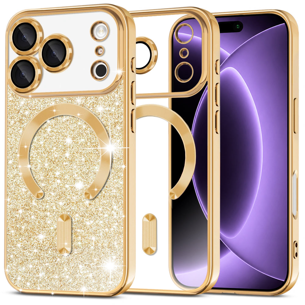 MagSafe tok Apple iPhone 18 Pro / 17 Pro-hoz, Techsuit, Luxury Glitter, Arany