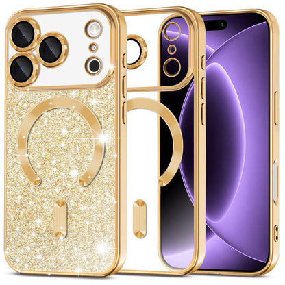 MagSafe tok Apple iPhone 18 Pro / 17 Pro-hoz, Techsuit, Luxury Glitter, Arany
