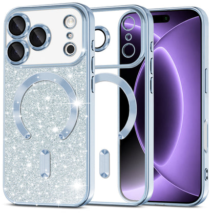 MagSafe tok Apple iPhone 18 Pro / 17 Pro-hoz, Techsuit, Luxury Glitter, Kék
