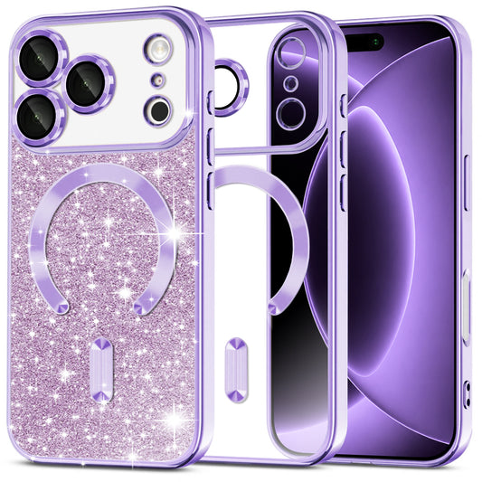 MagSafe tok Apple iPhone 18 Pro / 17 Pro-hoz, Techsuit, Luxury Glitter, Világos lila