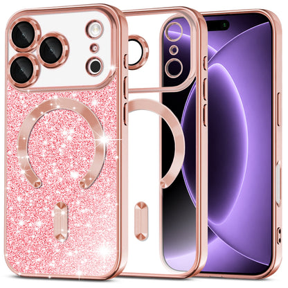 MagSafe tok Apple iPhone 18 Pro / 17 Pro-hoz, Techsuit, Luxury Glitter, Rózsaarany