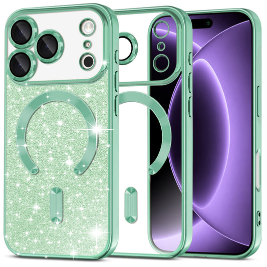 MagSafe tok Apple iPhone 18 Pro / 17 Pro-hoz, Techsuit, Luxury Glitter, Világos zöld