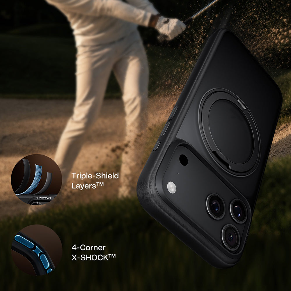 MagSafe Case for Apple iPhone 18 Pro / 17 Pro, Torras, Ostand O1 Guardian, Black