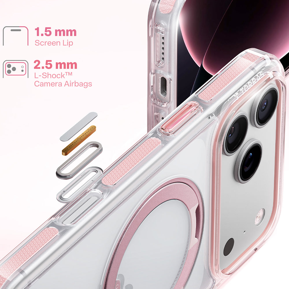 MagSafe Case for Apple iPhone 18 Pro / 17 Pro, Torras, Ostand O3 Light, Pink