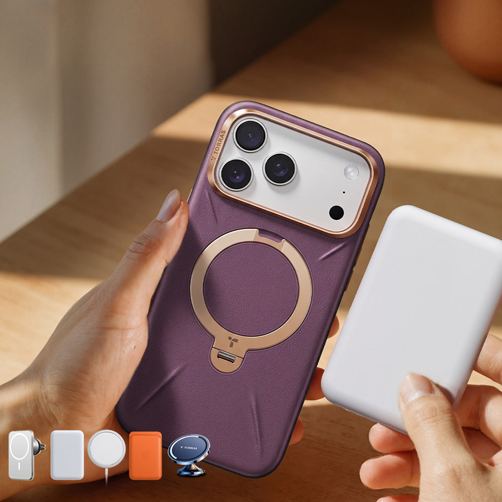 MagSafe tok Apple iPhone 18 Pro / 17 Pro-hoz, Torras, QPRO Bőr, Lila