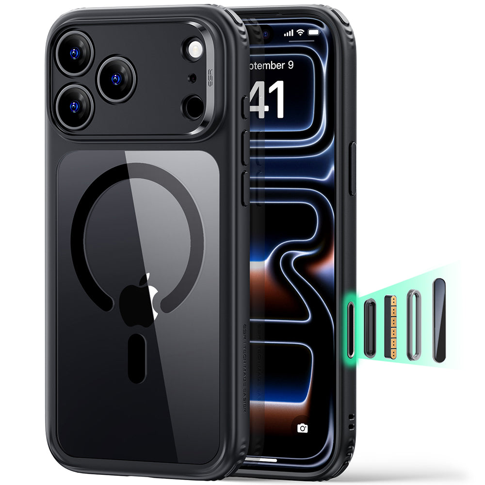 MagSafe tok Apple iPhone 18 Pro-hoz, ESR, Classic Hybrid, Fekete Átlátszó