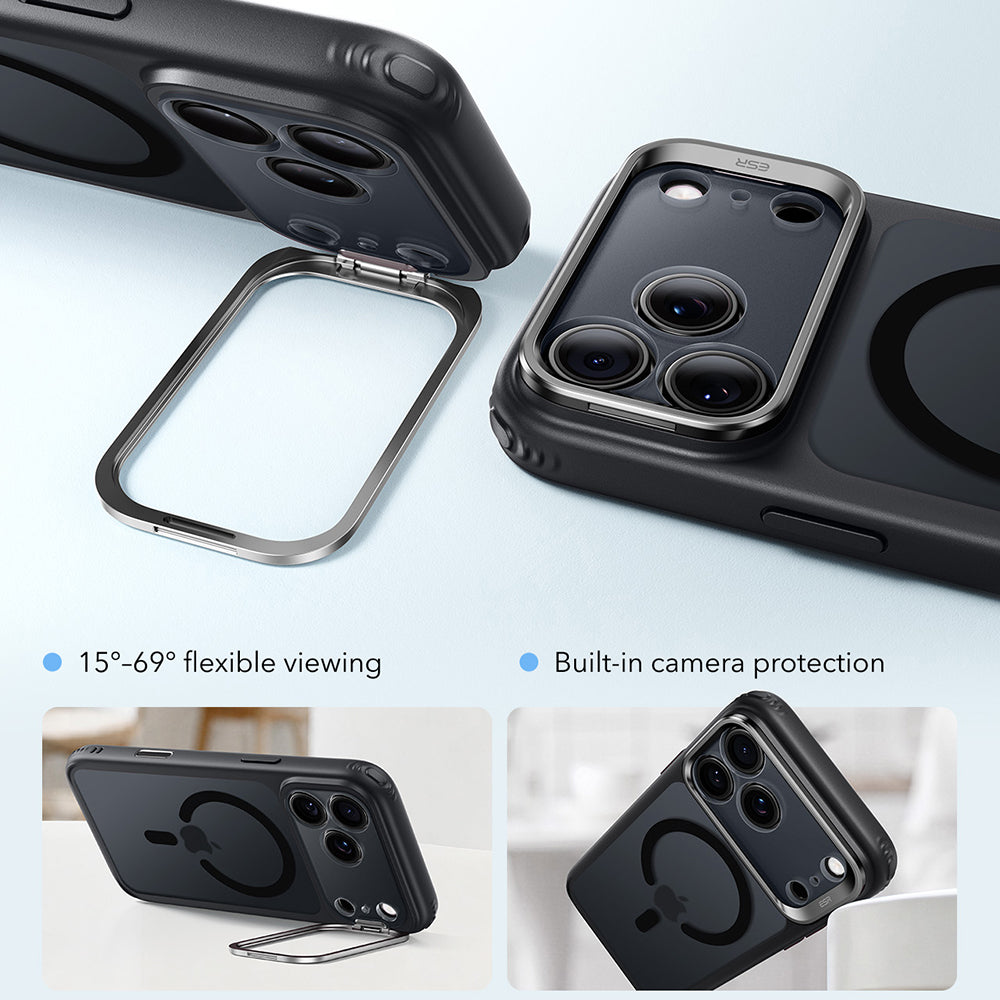 MagSafe tok Apple iPhone 18 Pro Max / 17 Pro Max számára, ESR, Classic Hybrid Kickstand, Fekete Szatén