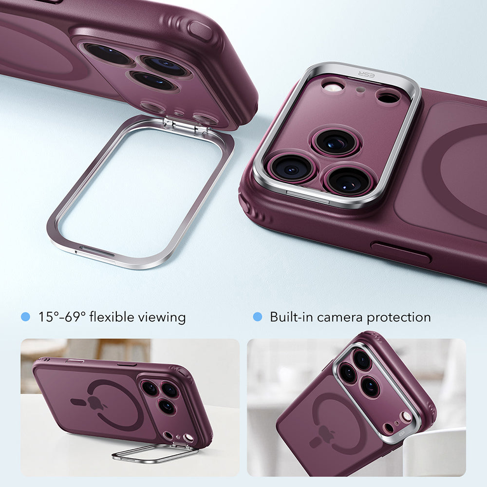 MagSafe tok Apple iPhone 18 Pro Max / 17 Pro Max számára, ESR, Classic Hybrid Kickstand, Sötétbordó Szatén