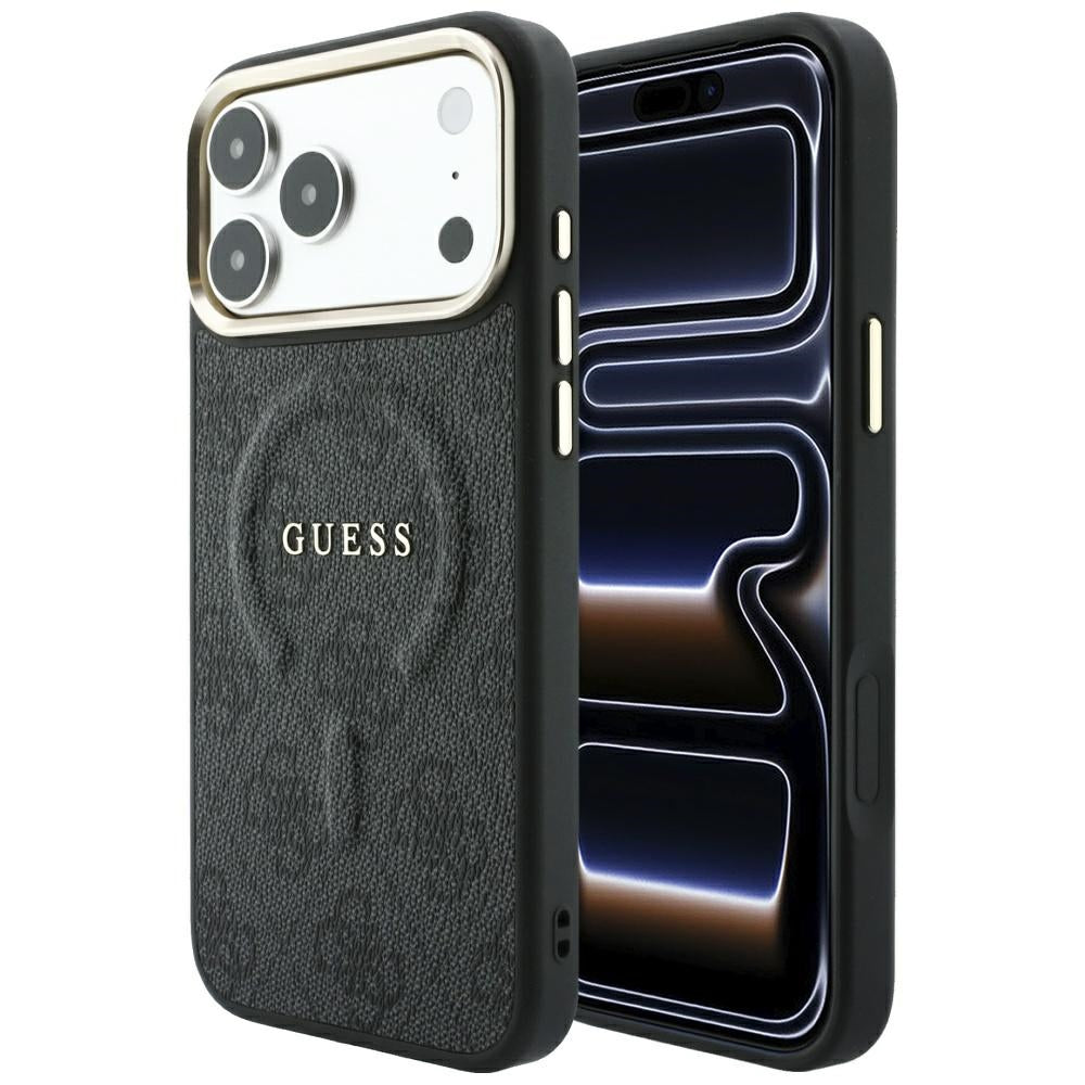 MagSafe Case for Apple iPhone 18 Pro Max / 17 Pro Max, Guess, 4G Embossed Classic, Black