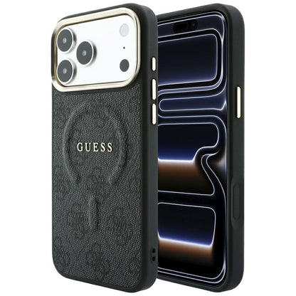 MagSafe Case for Apple iPhone 18 Pro Max / 17 Pro Max, Guess, 4G Embossed Classic, Black