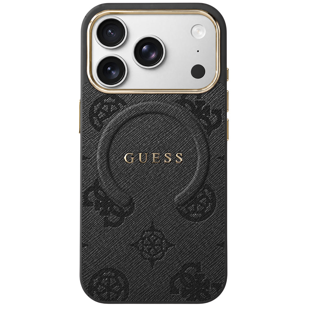 MagSafe tok Apple iPhone 18 Pro Max / 17 Pro Max készülékhez, Guess, 4G dombornyomott gyűrűs klasszikus logó, fekete