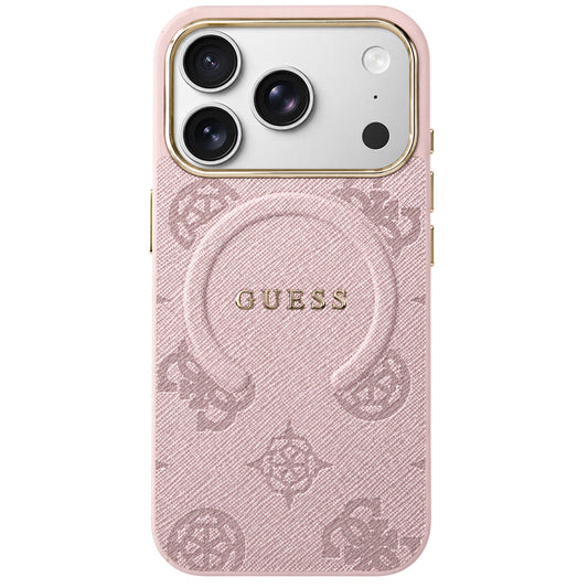MagSafe Case for Apple iPhone 18 Pro Max / 17 Pro Max, Guess, 4G Embossed Ring Classic Logo, Pink