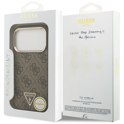 MagSafe tok Apple iPhone 18 Pro Max / 17 Pro Max, Guess, 4G Triangle Logo, Barna