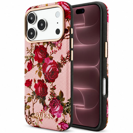 MagSafe tok Apple iPhone 18 Pro Max / 17 Pro Max készülékhez, Guess, Blossom Roses Print, rózsaszín