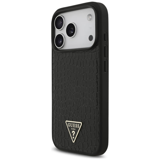 MagSafe tok Apple iPhone 18 Pro Max / 17 Pro Max készülékhez, Guess, Croco Triangle Logo, fekete