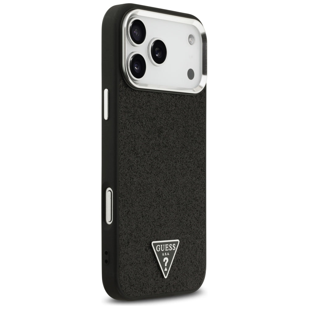 MagSafe tok Apple iPhone 18 Pro Max / 17 Pro Max, Guess, Csillogó Háromszög Logó, Fekete