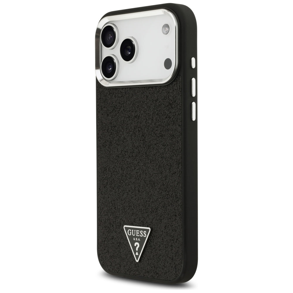 MagSafe tok Apple iPhone 18 Pro Max / 17 Pro Max, Guess, Csillogó Háromszög Logó, Fekete