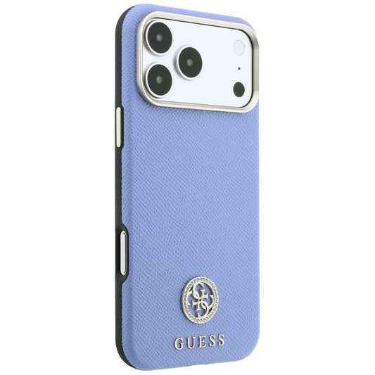 MagSafe tok Apple iPhone 18 Pro Max / 17 Pro Max számára, Guess, szemcsés kerek strassz logó, kék