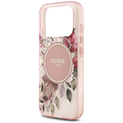 MagSafe Case for Apple iPhone 18 Pro Max / 17 Pro Max, Guess, IML Flower & Tonal Circle, Pink