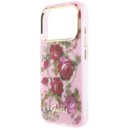MagSafe tok Apple iPhone 18 Pro Max / 17 Pro Max készülékhez, Guess, IML Glitter Blossom Roses, rózsaszín