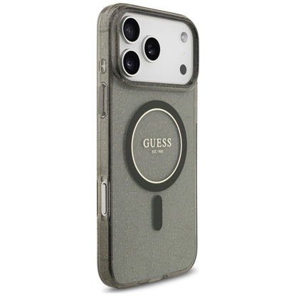 MagSafe tok Apple iPhone 18 Pro Max / 17 Pro Max készülékhez, Guess, IML Glitter with Pearl Strap, fekete