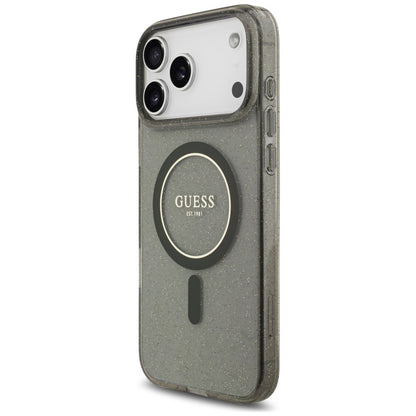 MagSafe tok Apple iPhone 18 Pro Max / 17 Pro Max készülékhez, Guess, IML Glitter with Pearl Strap, fekete