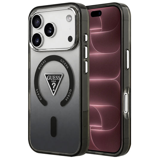 MagSafe Case for Apple iPhone 18 Pro Max / 17 Pro Max, Guess, IML Gradient Triangle Logo, Black