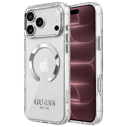MagSafe tok Apple iPhone 18 Pro Max / 17 Pro Max készülékhez, Guess, Fém Kontúr, Ezüst