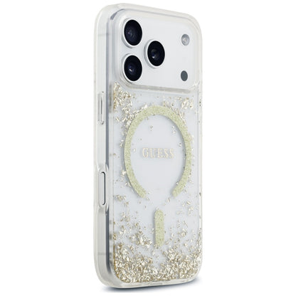 MagSafe Case for Apple iPhone 18 Pro Max / 17 Pro Max, Guess, Resin Bottom Glitter, Gold