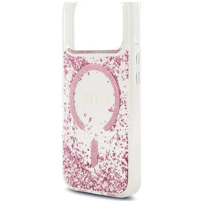 MagSafe Case for Apple iPhone 18 Pro Max / 17 Pro Max, Guess, Resin Bottom Glitter, Pink