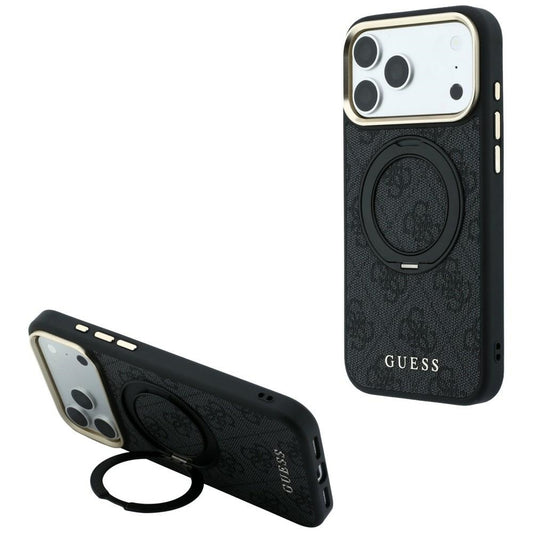 MagSafe tok Apple iPhone 18 Pro Max / 17 Pro Max készülékhez, Guess, Ring Stand Classic Logo, Fekete