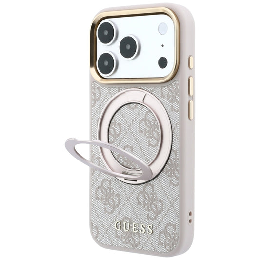 MagSafe tok Apple iPhone 18 Pro Max / 17 Pro Max készülékhez, Guess, Ring Stand Classic Logo, Rózsaszín