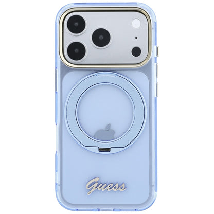 MagSafe tok Apple iPhone 18 Pro Max / 17 Pro Max készülékhez, Guess, Ring Stand Script fém logó, kék