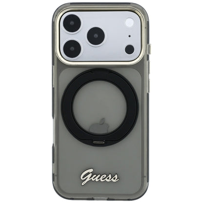 MagSafe tok Apple iPhone 18 Pro Max / 17 Pro Max készülékhez, Guess, Ring Stand Script fém logóval, fekete