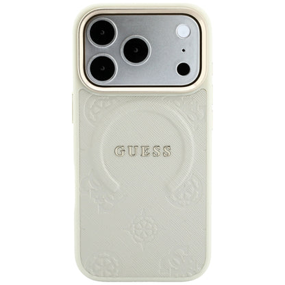 MagSafe tok Apple iPhone 18 Pro Max / 17 Pro Max készülékhez, Guess, Saffiano Peony Hot Stamp, bézs