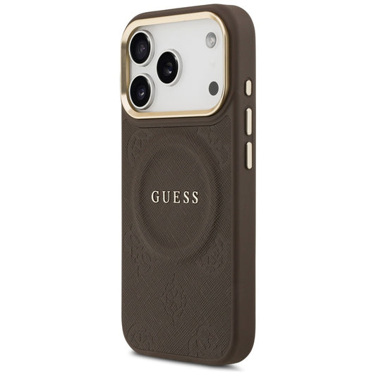 MagSafe tok Apple iPhone 18 Pro Max / 17 Pro Max készülékhez, Guess, Saffiano Peony Ring, barna