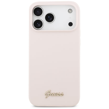 MagSafe Case for Apple iPhone 18 Pro Max / 17 Pro Max, Guess, Script Metal Logo, Pink