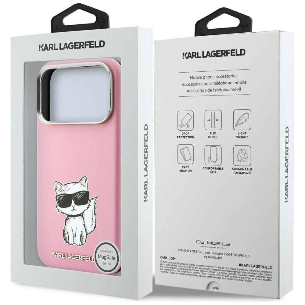 MagSafe tok Apple iPhone 18 Pro Max / 17 Pro Max számára, Karl Lagerfeld, Choupette Sketch, Rózsaszín