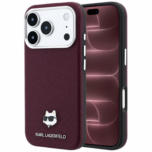 MagSafe tok Apple iPhone 18 Pro Max / 17 Pro Max készülékhez, Karl Lagerfeld, Grained Choupette Head, Bordó
