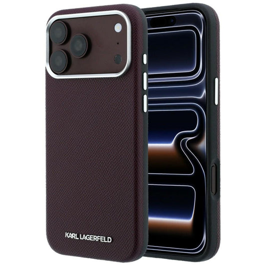 MagSafe tok Apple iPhone 18 Pro Max / 17 Pro Max készülékhez, Karl Lagerfeld, Barázdált Hosszúkás Logó, Bordó