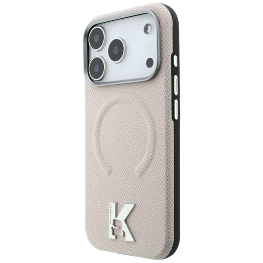 MagSafe tok Apple iPhone 18 Pro Max / 17 Pro Max számára, Karl Lagerfeld, szemcsés dombornyomott gyűrű, bézs