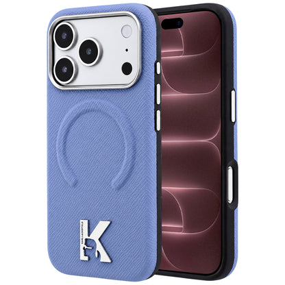 MagSafe tok Apple iPhone 18 Pro Max / 17 Pro Max számára, Karl Lagerfeld, szemcsés dombornyomott gyűrű, kék