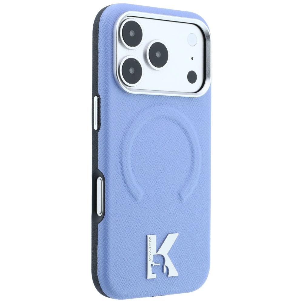 MagSafe tok Apple iPhone 18 Pro Max / 17 Pro Max számára, Karl Lagerfeld, szemcsés dombornyomott gyűrű, kék