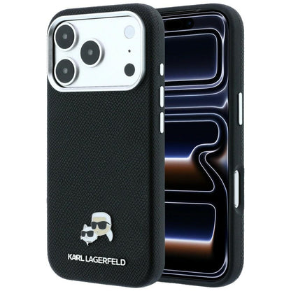 MagSafe tok Apple iPhone 18 Pro Max / 17 Pro Max készülékhez, Karl Lagerfeld, Grained KC Heads, Fekete