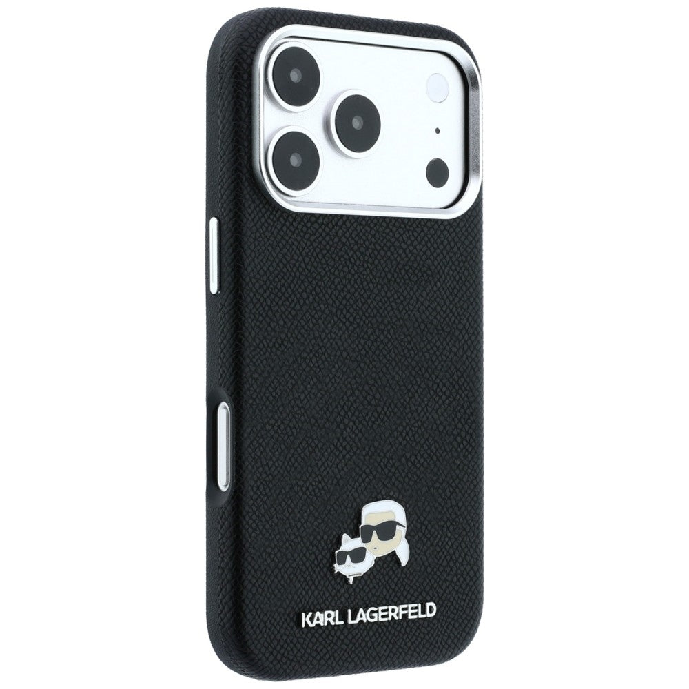 MagSafe tok Apple iPhone 18 Pro Max / 17 Pro Max készülékhez, Karl Lagerfeld, Grained KC Heads, Fekete