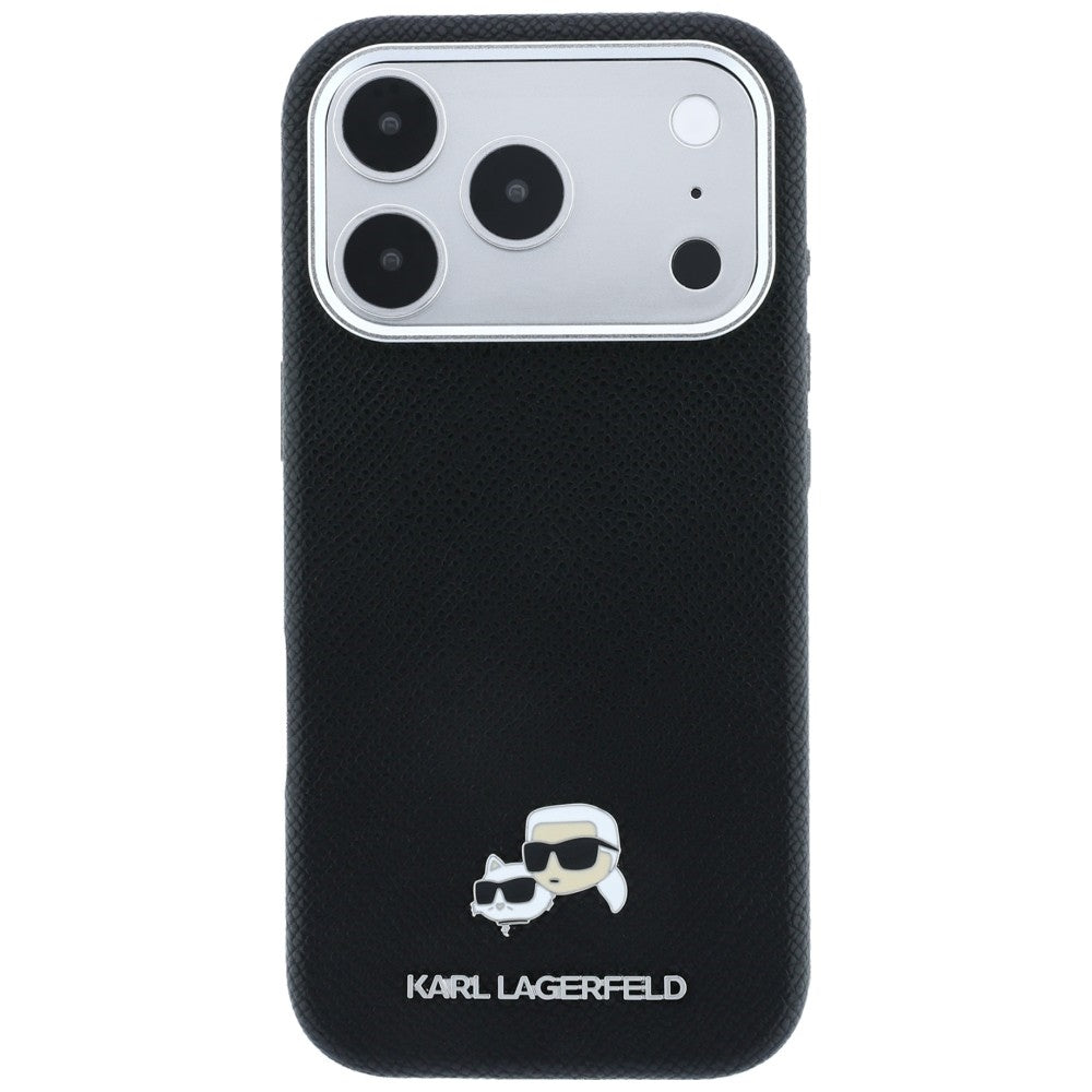 MagSafe tok Apple iPhone 18 Pro Max / 17 Pro Max készülékhez, Karl Lagerfeld, Grained KC Heads, Fekete
